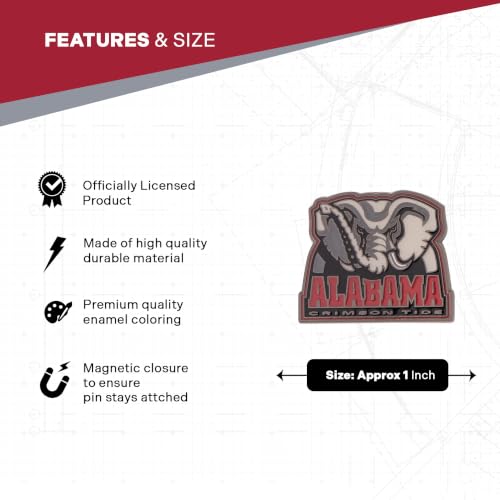 Image of Desert Cactus University of Alabama Magnetic Metal Lapel Pin (C) | Officially Licensed UA Alabama Crimson Tide Enamel Finish Lapel Pin Formal Wear Bag and Hat Jewelry Tie Track Brooch Pin
