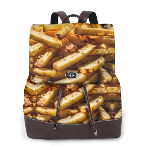Sac à dos en cuir imprimé Fast Food finition soignée pour ordinateur portable