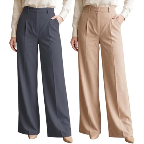 Image of GRECIILOOKS Trousers for Woman | Womens High Rise High Waist Flared Korean Style | Formal Pant for Women Office Wear| Track Pants for Womans Elegant for College & Events (Available in Plus Size)