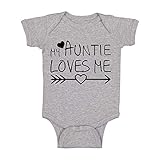 My Auntie Loves Me - Funny Cute Gift for Nephew Niece Infant Creeper, One-Piece Baby Bodysuit (Newborn, Light Grey)