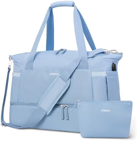 ETRONIK Gym Bag for Women, Travel Duffel Bag with USB Charging Port, Weekender Overnight Bag with Wet Pocket and Shoes Compartment for Women, Travel, Gym, Yoga