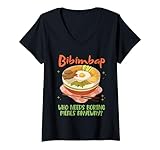 Damen Bibimbap Spruch südkoreanisches Essen Bibimbap T-Shirt mit V-Ausschnitt