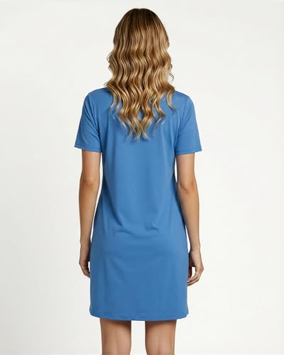 Image of Real Essentials 3 Pack: Women's Short Sleeve Nightgown Dress - Nightshirt Pajama Sleep Shirt Sleepwear (Available in Plus)