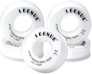 LEENUE Plumbers Tape 5 Pack, PTFE Thread Seal Tape, Good Sealing Teflon Tape to Prevent Leakage of Pipes, Shower Head and Sewers, 12mm X 13m X 0.09mm