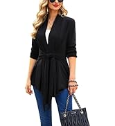 ACEVOG Women's Cardigan Drape Open Front with Sash Tie Lightweight Long Sleeve Sweater Wrap Duste...