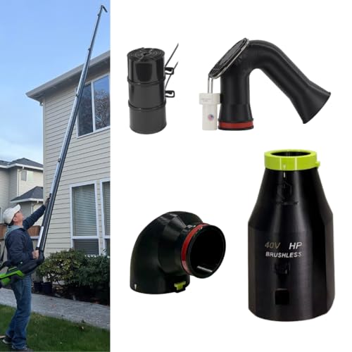 ArloCatcher 30-Foot Gutter Cleaning Kit for RYOBI Leaf Blower 40V 800 CFM RY40HPLB01 Leaf Blower– Two-Story Gutter Cleaning Tools from Ground, Ladder Free, Extension Pole Not Included