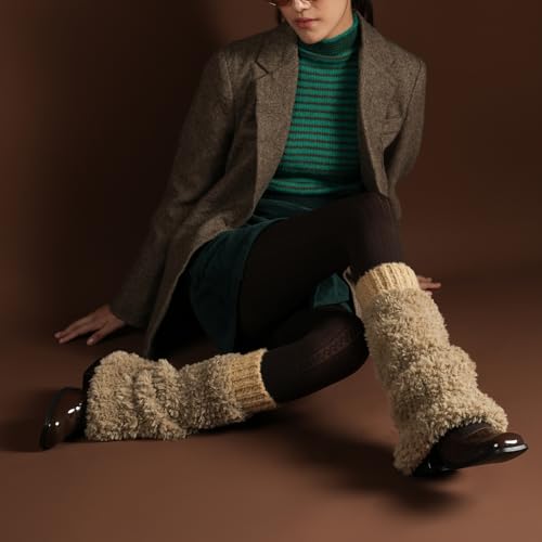 Image of Theater Women Banded Plush Ribbed Leg Warmer - Black | Soft Ribbed Knit with Contrast Band | Stretchable & Stylish | Free Size Layer