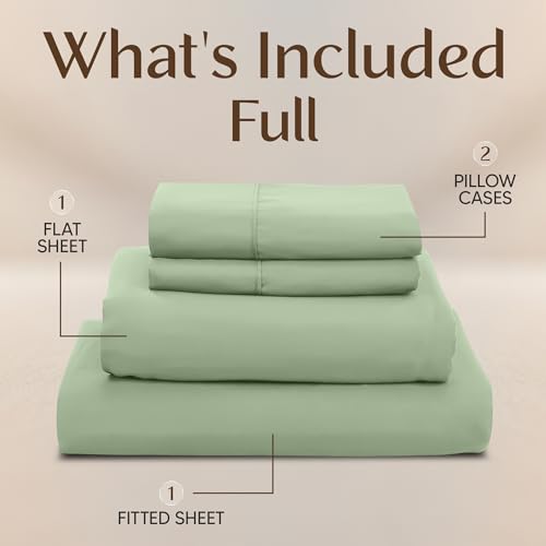 Image of Utopia Bedding Full Sheet Set - 4 Piece Bed Sheets for Full Size Bed, Soft and Breathable Microfiber, Includes 1 Fitted Sheet, 1 Flat Sheet and 2 Pillowcases (Sage)