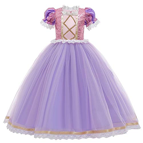 CinheyU Disfraz de Princesa Rapunzel para Niñas Vestidos de Sofia Cumpleaños Boda Fiesta Navidad Ceremonia Carnaval Halloween Cosplay Vestir 11-12 años