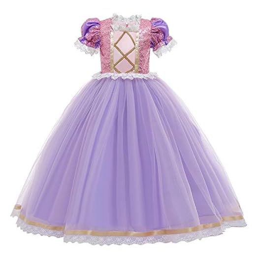 CinheyU Disfraz de Princesa Rapunzel para Niñas Vestidos de Sofia Cumpleaños Boda Fiesta Navidad Ceremonia Carnaval Halloween Cosplay Vestir 11-12 años