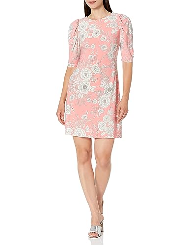 Image of Tommy Hilfiger Women's Floral Jersey Short Puff Sleeve Dress