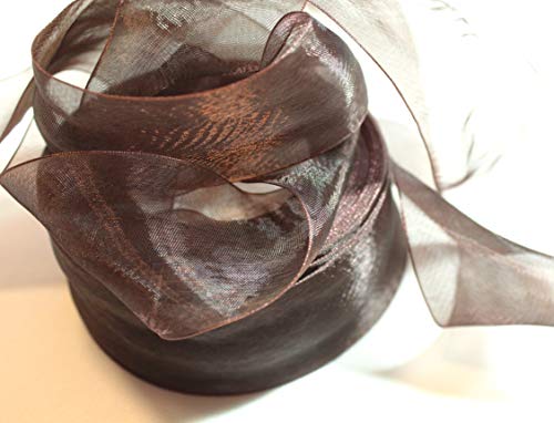 CaPiSo Organza 40mm Breite 4cm Organzaband Schleifenband Geschenkband Organza (Dunkelbraun, 45m) Cover