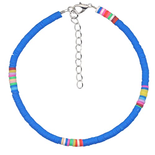 BESPORTBLE 1 Pieza tobillera de arcilla joyería de pie de playa tobillera lindo nombre joyería de cadena de pie para mujer brazalete de compartir joyas arcilla polimérica Blue