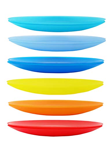 AOYITE 10 inch Plastic Plates Reusable - Lightweight Flat Dinner Plates set of 12 - BPA Free Dishwasher Safe & Microwave Plate for Kids Kitchen Party Camping Outdoor