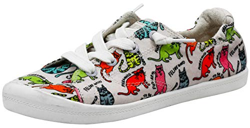 Skechers Women's Beach Bingo-Kitty City. Relax The Cat Scrunch Back Slip on Ballet Flat