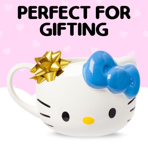 Image of Silver Buffalo Sanrio Hello Kitty Blue Bow, 3D Sculpted Mug, 20oz