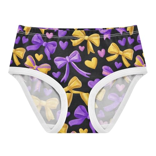 Wusikd Yellow Purple Ribbons Girls' Underwear Cotton Bows Hearts Girls Briefs Soft Toddler Underwear 2T