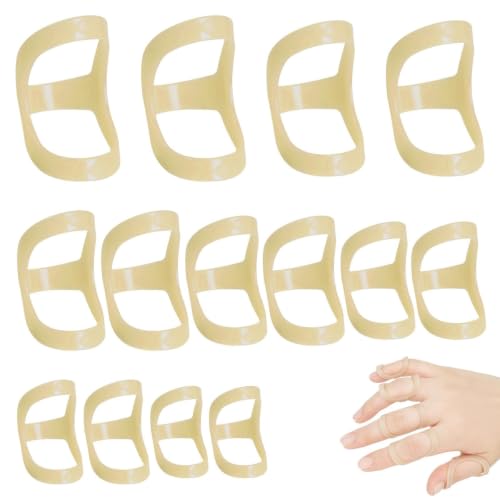 KRENIE Oval Ring Finger Splint Set 14PCS - Waterproof Thumb & Finger Support - Arthritis Trigger Finger Stabilizer Brace - Lightweight Ring Splints in 7 Sizes for Pain Relief & Joint Protection