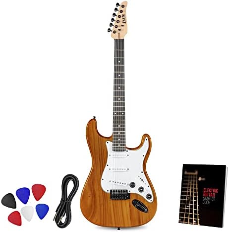 LyxPro CS 39” Electric Guitar Kit for Beginner, Intermediate & Pro Players with Guitar, Amp Cable, 6 Picks & Learner’s Guide | Solid Wood Body, Volume/Tone Controls, 5-Way Pickup - Mahogany