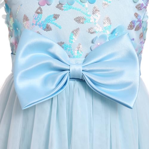 Kids Baby Girls Birthday Party Dress Flutter Sleeve Round Neck 3D Flower Bow Ruffle Tulle Tutu Dress Party Dress4