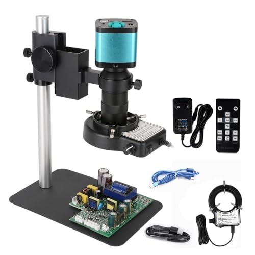 Microscope Microscope Camera 4K 48MP Industrial Monocular Microscope HDMI Camera I_MX335 CMOS Continus Zoom 56 LED Ring Light for PCB Soldering(48MP Camera B)