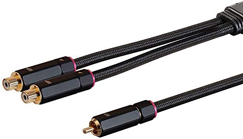 Monoprice 1-Male To 2-Female Rca Y-Adapter & Onix Series Digital Coaxial Audio/Video Rca Subwoofer Cl2 Rated Cable, Rg-6/U 75-Ohm 12Ft Black #TOP2