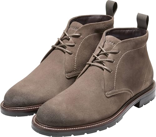 Cole Haan Cole Haan Men's Roundhill Grand Chukka Boots, Morel Suede/Dark Natural Waterproof, 9-M US