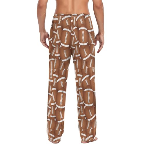 Ollabaky Mens Pajama Pants American Football Ball Pattern Separate Bottoms Soft Men Sleep Lounge Pj Pants with Pockets, S