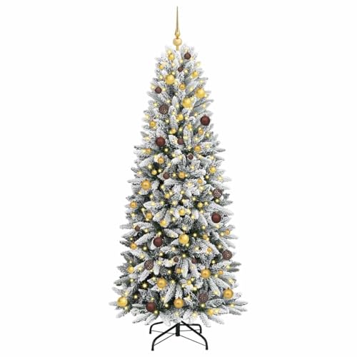 Árbol de Navidad artificial resistente de 210 cm con ramas densas de PVC y PE 4