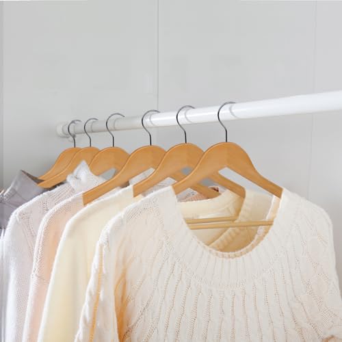 Miniatura 2 de Pack 20 Perchas Para Ropa De Madera Natural Con Muescas Antideslizantes Y Gancho Giratorio Perchas Resistentes Para Camisas, Chaquetas, Trajes Y Abrigos Organizador De Armario Robusto Y Elegante