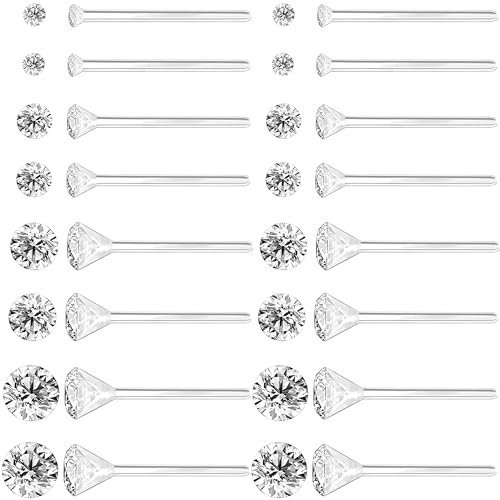 Melimarry Anti Allergy Plastic Earrings for Sensitive Ears, Silicone Soft Earring Backs, Cubic Zirconia Stud Earrings Kit, 2mm, 3mm, 4mm, 5mm (Clear)