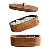 Acacia Wood Qtip Holder Bathroom Jars with Lids, Double-Layer Canisters for Cotton Ball/Round/Pads, Floss Pick Storage, Jars for Bathroom Countertop/Vanity Organizer, Home Decor