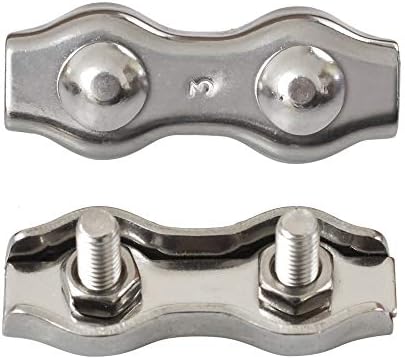 Cozihom 1/8 Inch M3 Stainless Steel Duplex 2-Post Cable Clamp, Wire Rope Clip Cable Clamp, Pack of 14