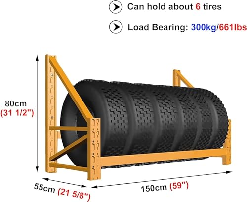 Rollendes Reifenregal, Reifenregal, Reifenregal für die Garage, Lagerregal aus Metall zur Wandmontage, Regal für mehrere Reifen mit Zubehör, Hochleistungs-Reifenregal, Ei
