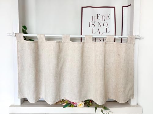 Daliena Cortina opaca corta para ventana, privacidad, aspecto de lino, textura de cocina, moderna, monocolor, (ancho x alto 120 x 120 cm), trabillas, 1 unidad