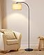 EDISHINE Stehlampe Wohnzimmer, 161cm Bogenlampe mit Verstellem Beigen Leinen-Lampenschirm & Fußschalter, mit E27 LED-Glühbirne, Leselampe Schlafzimmer, Stehleuchte Modern für Kinderzimmer, Schwarz
