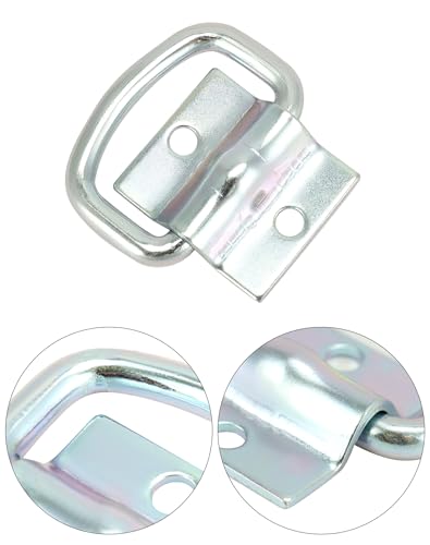 QWORK® 4er-Set Robuste D Ring Zurrösen Befestigungsösen aus Hochfester Verzinkter Stahl für Ladungssicherung in Anhänger/Transporter/Boot, inkl. Montagewinkel und Schrauben