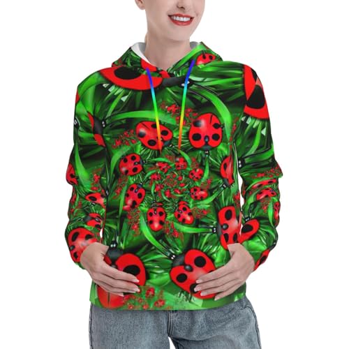 Sweat à capuche coccinelle rouge avec poche kangourou pour femme