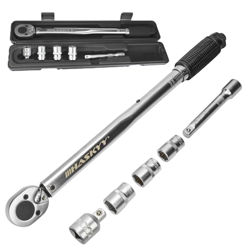 Drehmomentschlüssel 28-210Nm 1/2" + 3/8" Adapterv + 3 Stecknüsse 17-19-21mm I Radschrauben-Radmuttern-Schraubenschlüssel