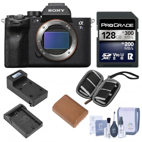 Sony Alpha a7S III Full Frame Mirrorless Digital Interchangeable Lens Camera Body, Bundle with 128GB SD Card, Extra Battery, Charger, SD Case, Cleaning Kit, Sony 1 Year Limited Warranty