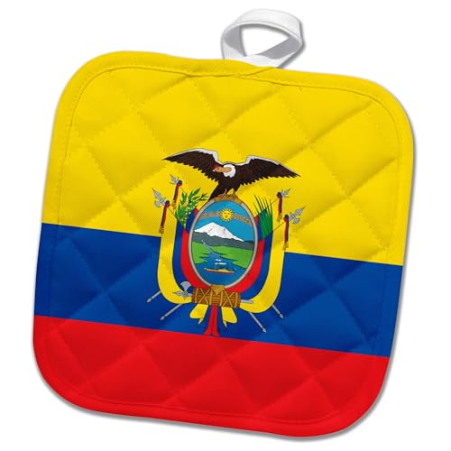 3dRose Flag of Ecuador - Ecuadorian Yellow Blue red Condor 8x8 Potholder