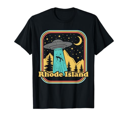 Rhode Island Hometown Native UFO Alien Retro State Pride T-Shirt