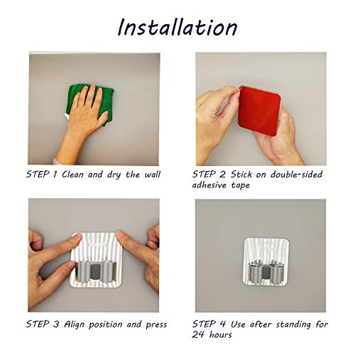 Broom Mop Stainless Wall Mount Holder Self Adhesive Tape, Brush Broom Gripper Holds , Storage Racks & Organization For Your Home, Kitchen Pan , Garage Bathroom Garden Tool Rack No Drilling 2 Pack #TOP6