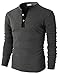 H2H Men's Long Sleeve Waffle Henley Casual Henley T-Shirts for Men Charcoal US L/Asia XL (CMTTL045)