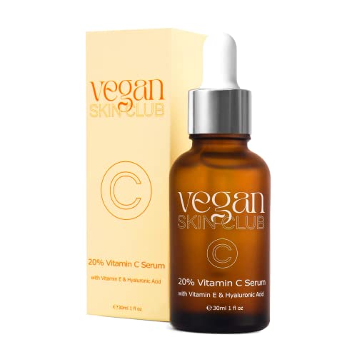 Vegan Skin Club 20% Vitamin C Serum | Face Care with Vitamin E, Hyaluronic Acid & Aloe Vera | Glow Skin Care Treatment for Ageing, Wrinkle & Dark Spot | Natural Ingredients