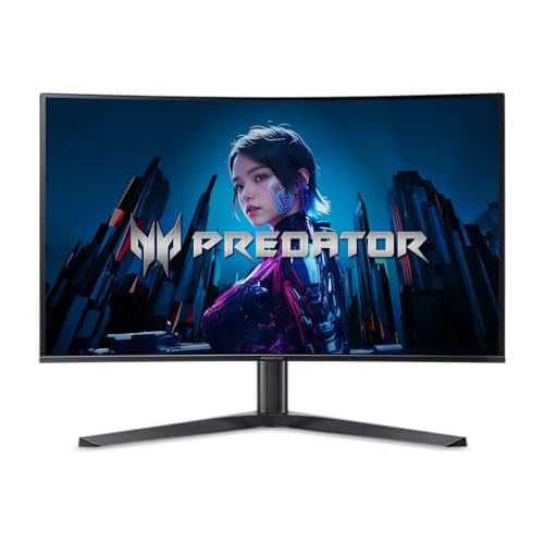 Acer Predator X32 | 31.5″ UHD 3840 x 2160 Quantum Dot OLED 1700R Curved Gaming Monitor | AMD FreeSync Premium | 240Hz | 0.03ms | 1000nits @ HDR 3% | DCI-P3 99% | USB Type-C, 2 x DP 1.4 & 2 x HDMI 2.1