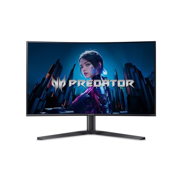 Acer Predator X32 | 31.5″ UHD 3840 x 2160 Quantum Dot OLED 1700R Curved Gaming Monitor | AMD FreeSync Premium | 240Hz | 0.03ms | 1000nits @ HDR 3% | DCI-P3 99% | USB Type-C, 2 x DP 1.4 & 2 x HDMI 2.1