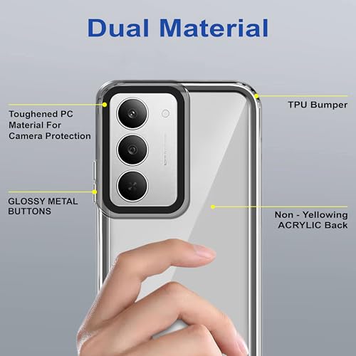 Image of Zapcase Back Case Cover for Realme 14x 5G | Compatible for Realme 14x 5G Back Cover | Case Cover with Camera Protection | (TPU + PC | Translucent Black)
