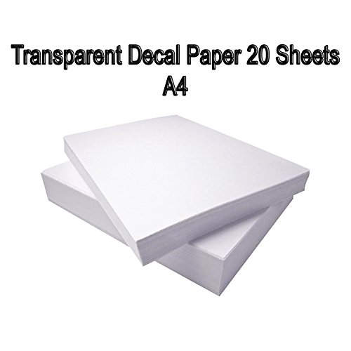 DAHLIA Waterslide Decal Transfer Paper, 20 Sheets, DIY A4 Inkjet Transparent Clear for Inkjet Printer+BONUS Brush