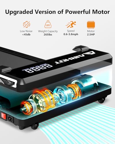 Image of Walking Pad with Incline, 4 in 1 Under Desk Treadmill for Walking and Jogging, Portable Walking Treadmill with Remote Control Lanyard for Home, 2.5HP Low-Noise in LED Display